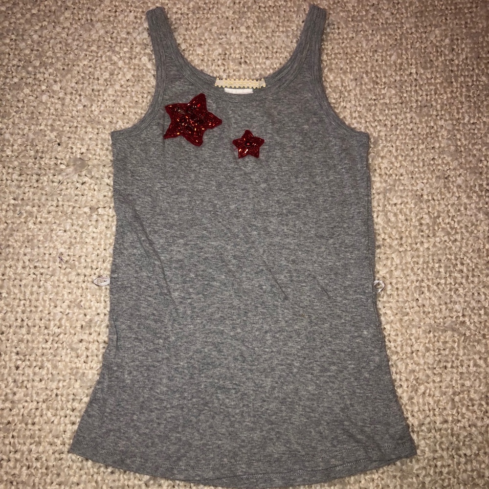 FORNARINA  gray beaded star tank/cotton
